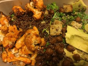 Caesar Salad with added Buffalo Cauliflower 😋 at goodbeet in Haddon Township