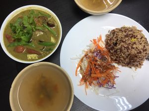 Thai green curry with fish, brinjal & tofu  at Vege Pot 素砂煲 in Central Singapore
