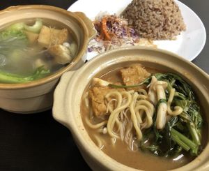 Hokkien prawn noodles  at Vege Pot 素砂煲 in Central Singapore