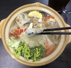Dumpling noodles  at Vege Pot 素砂煲 in Central Singapore