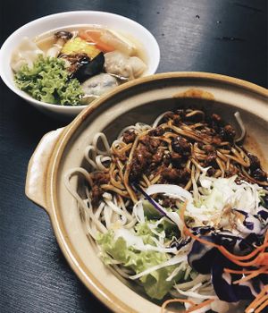Dumpling noodles at Vege Pot 素砂煲 in Central Singapore