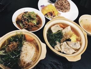 Dumpling noodles  at Vege Pot 素砂煲 in Central Singapore