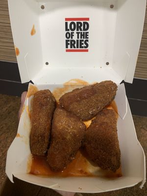 Spicy wings. Very average indeed  at Lord of the Fries - Flinders Street in Melbourne