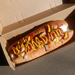 Hot dog at Lord of the Fries - Flinders Street in Melbourne