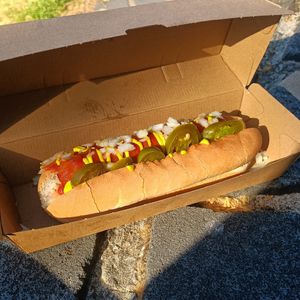 Spicy hot dog at Lord of the Fries - Flinders Street in Melbourne