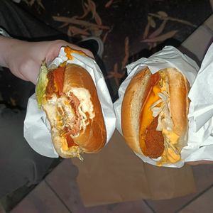 Stinger burger - spicy chicken and bacon at Lord of the Fries - Flinders Street in Melbourne