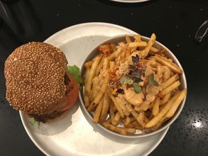 Teriyaki Burger & Kimchi Fries at Grasshopper - Dundas St in Toronto