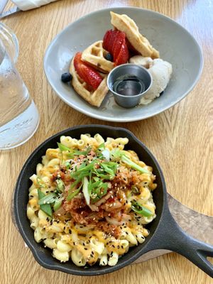 Waffles & mac n cheese at Grasshopper - Dundas St in Toronto