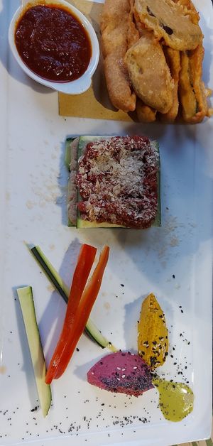 Mix antipasti - the raw lasagna was incredible at Vitto Pitagorico in Naples
