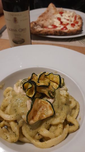 Medusa and Pizza  at Vitto Pitagorico in Naples