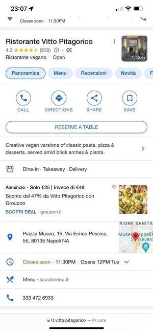   at Vitto Pitagorico in Naples