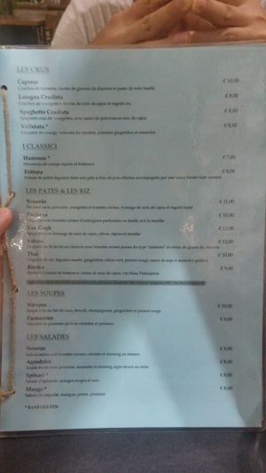 Carte en francais des plats salés, août 2017 at Vitto Pitagorico in Naples