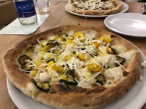 Ridiculously good pizza w/ vegan mozzarella. Perfect hemp crust! at Vitto Pitagorico in Naples