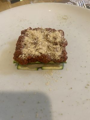 Raw lasagna  at Vitto Pitagorico in Naples