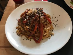 Thai pasta at Vitto Pitagorico in Naples