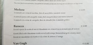 Two items we ordered, the ravioli flavor combination was outstanding and something we'd never had before, the Medusa was creamy textured and delicious! at Vitto Pitagorico in Naples