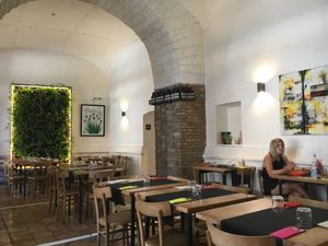 Here is the inside, during lunchtime.  at Vitto Pitagorico in Naples