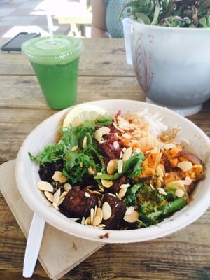 Green Drink and Forbidden Bowl  at Della Bowls in Miami