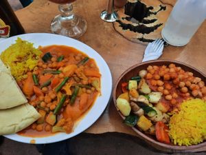 Two vegan options at Los Amigos in Flores