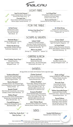 Don't let those Vs fool you. Only 4 vegan options at Tableau (I marked) at Wynn Hotel - Tableau in Las Vegas