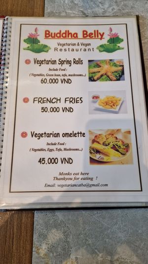 Menu at Buddha Belly in Cat Ba