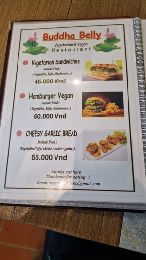 Menu at Buddha Belly in Cat Ba
