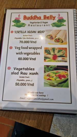 Menu at Buddha Belly in Cat Ba