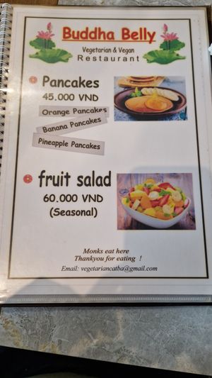 Menu at Buddha Belly in Cat Ba