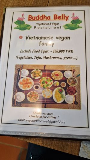 Menu at Buddha Belly in Cat Ba