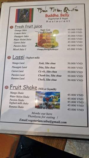 Menu at Buddha Belly in Cat Ba