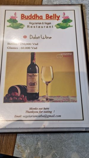 Menu at Buddha Belly in Cat Ba