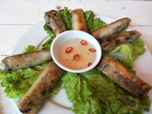 oily spring rolls at Buddha Belly in Cat Ba