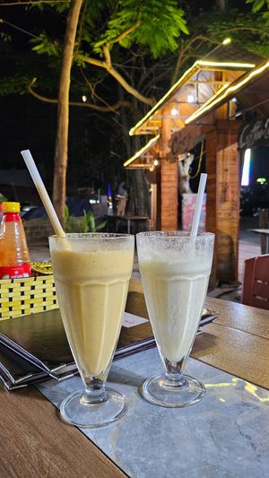 Mango shake and Passion shake with soy milk at Buddha Belly in Cat Ba