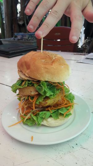 vegan burger at Buddha Belly in Cat Ba