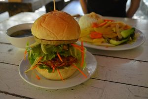 burger (yass!) and meal of the day (yay) at Buddha Belly in Cat Ba