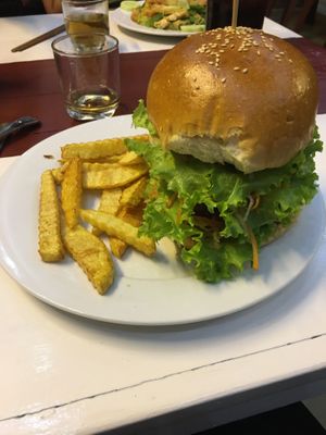 Amazing veggie burger! 😋 at Buddha Belly in Cat Ba