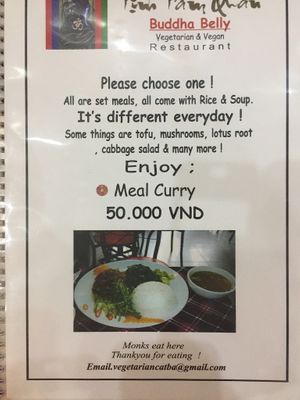 Menu at Buddha Belly in Cat Ba