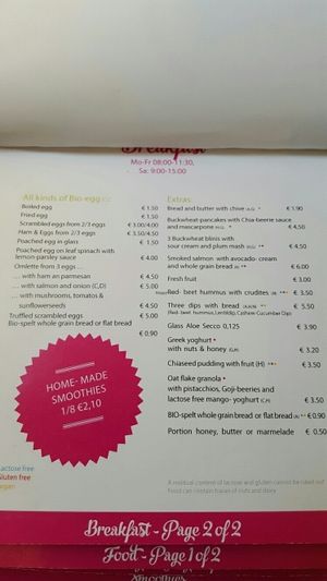 breakfast menu page 3 at Mr & Mrs Feelgood in Vienna