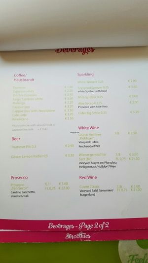 beverages page 2 at Mr & Mrs Feelgood in Vienna