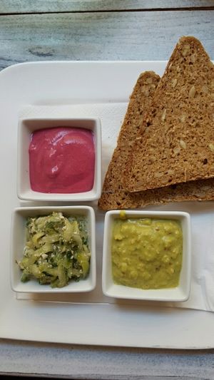 three dip with bread at Mr & Mrs Feelgood in Vienna