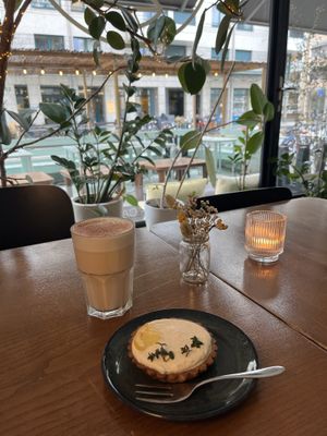 lemon tart & almond chai tea 💕  at Ou Bien Encore in Geneva
