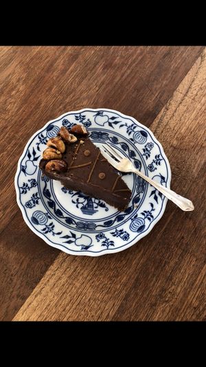 Chocolate cake with caramelized cashews soooo good!  at Ou Bien Encore in Geneva