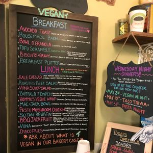 vegan menu at Cedar Ridge Cafe & Bakery in Maplewood