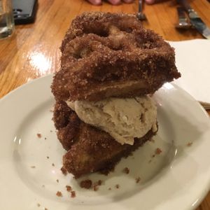 Churro waffle with ice cream at the Vegan dinner last week. so good! at Cedar Ridge Cafe & Bakery in Maplewood