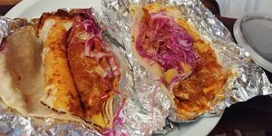 Jackfruit tacos (vegan) quite hot at Zia Taqueria in Asheville