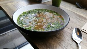 Vegan ramen with quinoa instead of noodles at Pumpkin Brown in Edinburgh