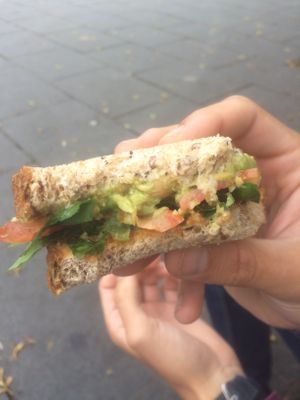sandwich (avocado smash, tomato, spinach) at Pumpkin Brown in Edinburgh