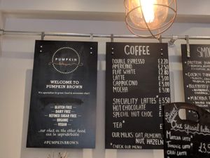 Board at Pumpkin Brown in Edinburgh