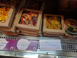 Packed salads at Pumpkin Brown in Edinburgh