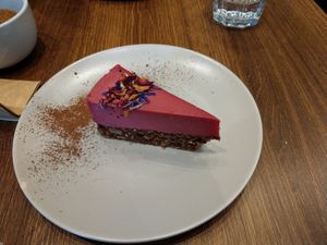 Raspberry lemon cake at Pumpkin Brown in Edinburgh